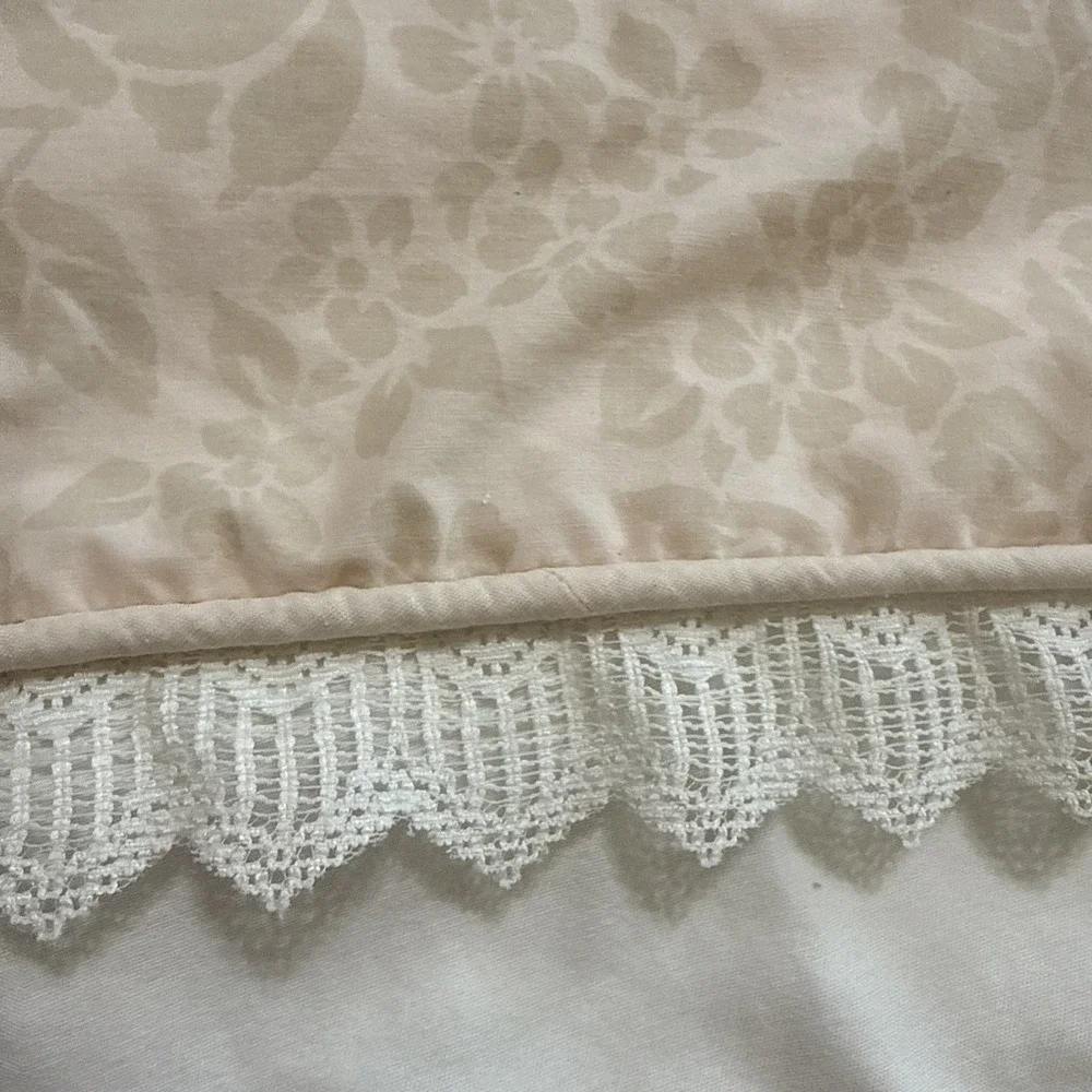 Vtg Jessica McClintock Flat Sheet Romantic Liaisons Monochromatic Botanical FULL